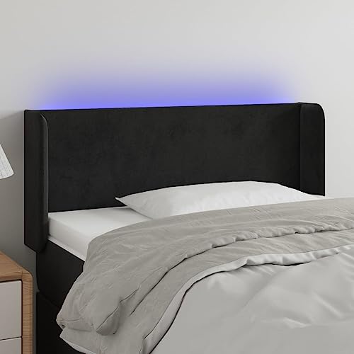 Qnhdfrt LED Kopfteil Schwarz 83x16x78/88 cm Samt mit Höhenverstellbarer Rückenlehne und Farbwechsel LEDs Modernes Bett Kopfteil für Schlafzimmer und Gästezimmer von Qnhdfrt