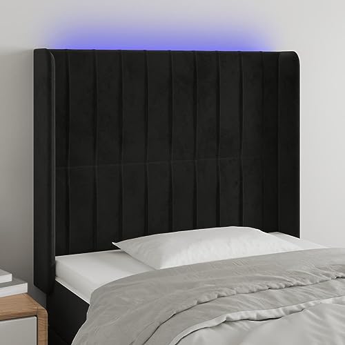 Qnhdfrt LED Kopfteil Schwarz Samt 83x118/128 cm Höhenverstellbares Bett Kopfteil mit Buntem LED Streifen Modernes Design und Bequeme Rückenlehne für Schlafzimmer Doppelbett und Gästezimmer Qnhdfrt LED Kopfteil Schwarz Samt 83x118/128 cm Höhenverstellbares Bett Kopfteil mit Buntem LED Streifen Modernes Design und Bequeme Rückenlehne für Schlafzimmer Doppelbett und Gästezimmer von Qnhdfrt