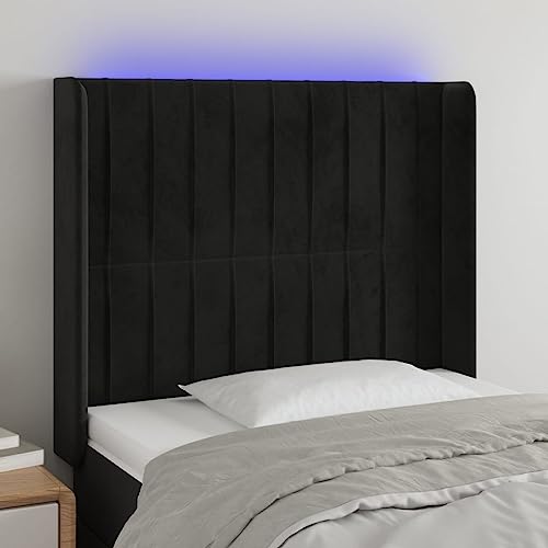 Qnhdfrt LED Kopfteil Schwarz aus Samt 103x16x118/128 cm Höhenverstellbares Bett Kopfteil mit bunten LEDs und Steckbarem Streifen Modernes Design für Schlafzimmer und Jugendzimmer Qnhdfrt LED Kopfteil Schwarz aus Samt 103x16x118/128 cm Höhenverstellbares Bett Kopfteil mit bunten LEDs und Steckbarem Streifen Modernes Design für Schlafzimmer und Jugendzimmer von Qnhdfrt