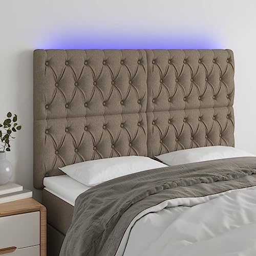 Qnhdfrt LED Kopfteil Taupe 144x7x118/128 cm aus atmungsaktivem Stoff massives Lärchenholz mit schneidbarem Farbwechsel LED Streifen für Schlafzimmer Qnhdfrt LED Kopfteil Taupe 144x7x118/128 cm aus atmungsaktivem Stoff massives Lärchenholz mit schneidbarem Farbwechsel LED Streifen für Schlafzimmer von Qnhdfrt