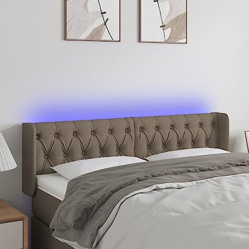 Qnhdfrt LED Kopfteil Taupe 147x16x78/88 cm mit Farbwechsel und Höhenverstellung Modernes Headboard for Bed aus robustem Stoff und Lärchenholz Bequeme Rückenlehne fürs Schlafzimmer von Qnhdfrt