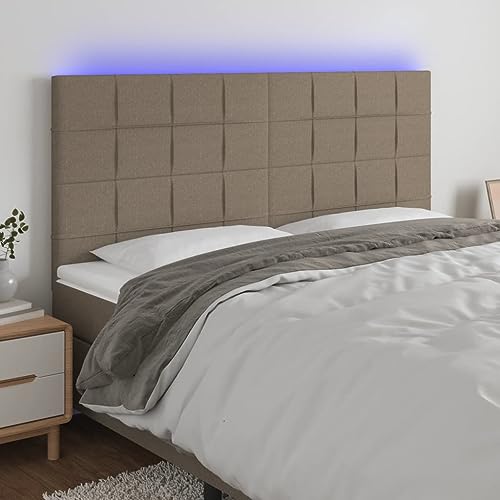 Qnhdfrt LED Kopfteil Taupe 160x118 cm Höhenverstellbares Bett Kopfteil aus strapazierfähigem Stoff mit bunten LED Streifen Modernes Design für Schlafzimmer und Gästezimmer von Qnhdfrt