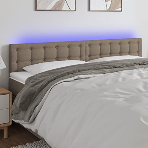 Qnhdfrt LED Kopfteil Taupe 160x5x78/88 cm aus strapazierfähigem Stoff mit höhenverstellbarer Rückenlehne und bunten LED Beleuchtung Modernes Design für Schlafzimmer von Qnhdfrt