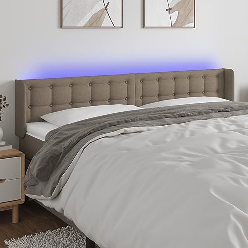 Qnhdfrt LED Kopfteil Taupe 163x16x78/88 cm mit bunten 5V LED Streifen Höhenverstellbar Modernes Stoffdesign Langlebige Rückenlehne für Doppelbett im Schlafzimmer von Qnhdfrt
