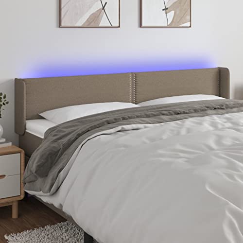 Qnhdfrt LED Kopfteil Taupe 183x16x78/88 cm Modernes Design atmungsaktives Stoffbett Kopfteil Bett Rückenlehne mit höhenverstellbarem LED Streifen für Schlafzimmer und Jugendzimmer von Qnhdfrt