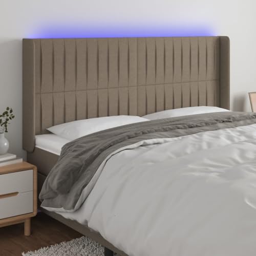 Qnhdfrt LED Kopfteil Taupe 203x16x118/128 cm Stoff Modernes Design mit Farbwechsel LED Beleuchtung Höhenverstellbar Rückenlehne für Schlafzimmer Qnhdfrt LED Kopfteil Taupe 203x16x118/128 cm Stoff Modernes Design mit Farbwechsel LED Beleuchtung Höhenverstellbar Rückenlehne für Schlafzimmer von Qnhdfrt