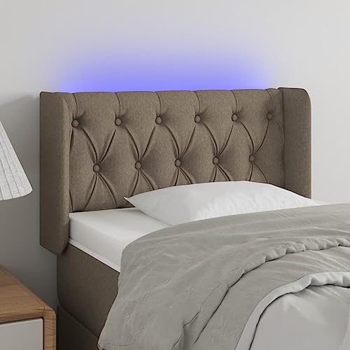 Qnhdfrt LED Kopfteil Taupe 83x16x78/88 cm aus atmungsaktivem Stoff Modernes Design mit farbigen LEDs in der Höhe verstellbar für Schlafzimmer und Jugendzimmer von Qnhdfrt