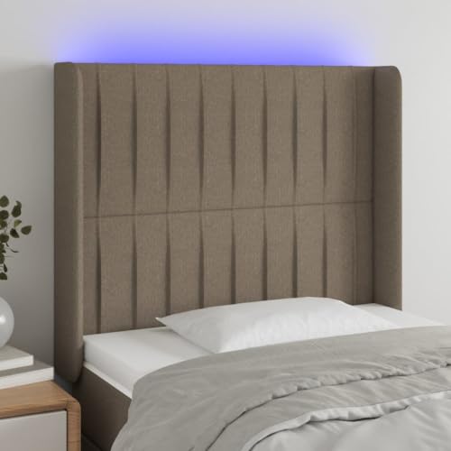 Qnhdfrt LED Kopfteil Taupe 93x118/128 cm Höhenverstellbarer Bett Rückenlehne aus Langlebigem Stoff mit Buntem Beleuchtungsstreifen Modernes Kopfenden für Schlafzimmer Doppelbett und Gästezimmer von Qnhdfrt
