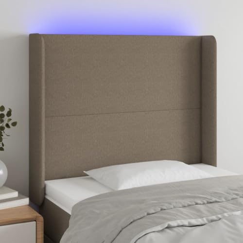 Qnhdfrt LED Kopfteil Taupe 93x16x118/128 cm Höhenverstellbar Atmungsaktives Polyester Stoff Modernes Design mit Farbwechsel LED Streifen für Schlafzimmer und Gästezimmer von Qnhdfrt