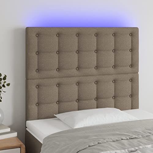 Qnhdfrt LED Kopfteil Taupe aus robustem Stoff 80x5x118/128 cm höhenverstellbar mit farbigen LEDs und zuschneidbarem Streifen für Schlafzimmer und Jugendzimmer von Qnhdfrt