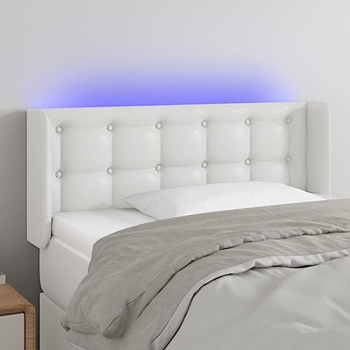 Qnhdfrt LED Kopfteil Weiß 83x16x78/88 cm aus strapazierfähigem Kunstleder mit bunten LEDs höhenverstellbar Modernes Design für Schlafzimmer und Gästezimmer Qnhdfrt LED Kopfteil Weiß 83x16x78/88 cm aus strapazierfähigem Kunstleder mit bunten LEDs höhenverstellbar Modernes Design für Schlafzimmer und Gästezimmer von Qnhdfrt