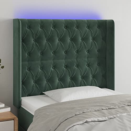 Qnhdfrt LED Kopfteil für Bett aus Samt in Dunkelgrün 103 x 16 x 118 128 cm Höhenverstellbarer Bed Headboard mit bunten LEDs und bequemer Rückenlehne für Schlafzimmer Qnhdfrt LED Kopfteil für Bett aus Samt in Dunkelgrün 103 x 16 x 118 128 cm Höhenverstellbarer Bed Headboard mit bunten LEDs und bequemer Rückenlehne für Schlafzimmer von Qnhdfrt