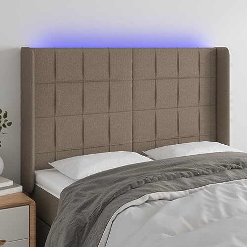 Qnhdfrt LED Kopfteil in Taupe 147x118 cm aus atmungsaktivem Stoff Höhenverstellbarer Bettkopf mit Farbwechsel LED Streifen Modernes Design für Schlafzimmer und Jugendzimmer Qnhdfrt LED Kopfteil in Taupe 147x118 cm aus atmungsaktivem Stoff Höhenverstellbarer Bettkopf mit Farbwechsel LED Streifen Modernes Design für Schlafzimmer und Jugendzimmer von Qnhdfrt