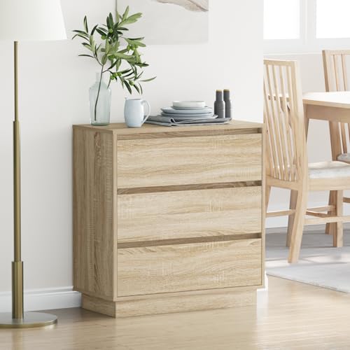 Qnhdfrt LED Nachttisch Sonoma Eiche Beige mit 2 Schubladen Moderner Nachtschrank aus Holz MDF 71x34,5x75 cm für Schlafzimmer Qnhdfrt LED Nachttisch Sonoma Eiche Beige mit 2 Schubladen Moderner Nachtschrank aus Holz MDF 71x34,5x75 cm für Schlafzimmer von Qnhdfrt