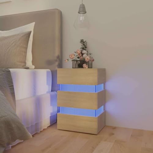 Qnhdfrt LED Nachttisch Sonoma-Eiche Holzwerkstoff 45x35x67 cm Schmal Mit USB und LED-Beleuchtung Integrierter Stauraum für Schlafzimmer Möbel Qnhdfrt LED Nachttisch Sonoma-Eiche Holzwerkstoff 45x35x67 cm Schmal Mit USB und LED-Beleuchtung Integrierter Stauraum für Schlafzimmer Möbel von Qnhdfrt