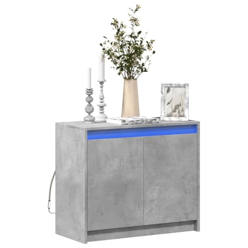 Qnhdfrt LED Sideboard Betongrau mit RGB-Beleuchtung Holzwerkstoff 72x34x61 cm Modernes Design für Wohnzimmer Flur von Qnhdfrt