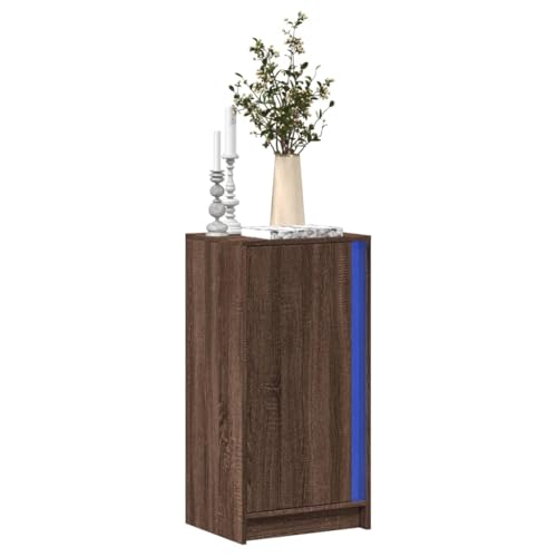 Qnhdfrt LED Sideboard Braun Eichen-Optik Holzwerkstoff Glas 42,5x34x85 cm mit RGB-Beleuchtung Stauraum für Wohnzimmer Flur Küche Buffet von Qnhdfrt