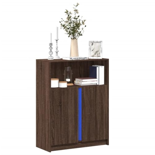 Qnhdfrt LED-Sideboard Braun Eichen-Optik mit RGB-Beleuchtung Holzwerkstoff 77x34x100 cm Moderner Aufbewahrungsschrank für Wohnzimmer Küche Flur Qnhdfrt LED-Sideboard Braun Eichen-Optik mit RGB-Beleuchtung Holzwerkstoff 77x34x100 cm Moderner Aufbewahrungsschrank für Wohnzimmer Küche Flur von Qnhdfrt