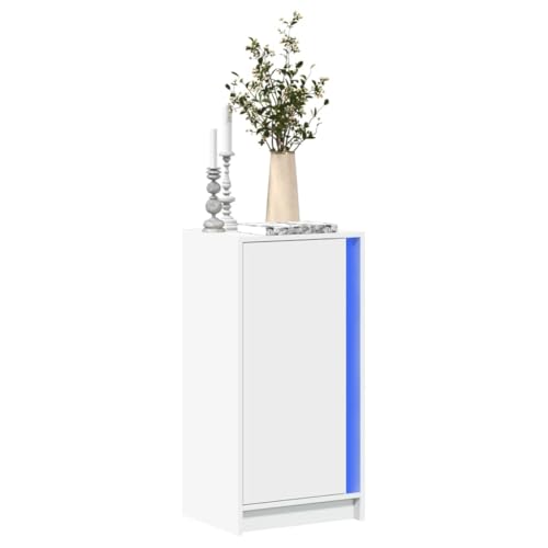 Qnhdfrt LED Sideboard Weiß mit RGB-Beleuchtung 42,5x34x85 cm Moderner Schrank für Wohnzimmer Flur Küche als Buffetschrank und Aufbewahrungsschrank von Qnhdfrt
