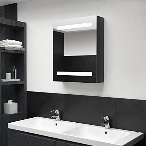 Qnhdfrt LED Spiegelschrank Glänzendes Schwarz 50x14x60 cm mit LED-Beleuchtung Wandschrank schmal für Badezimmer 3 Regale Modernes Design Qnhdfrt LED Spiegelschrank Glänzendes Schwarz 50x14x60 cm mit LED-Beleuchtung Wandschrank schmal für Badezimmer 3 Regale Modernes Design von Qnhdfrt