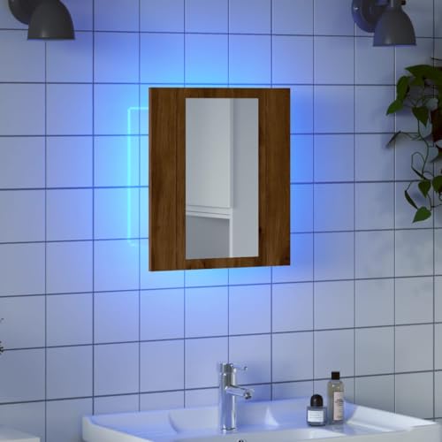 Qnhdfrt LED Spiegelschrank Mit RGB Beleuchtung Badezimmerschrank Schmal 40x12x45cm Artisan Eiche Holzwerkstoff Wandmontage Für Bad WC von Qnhdfrt