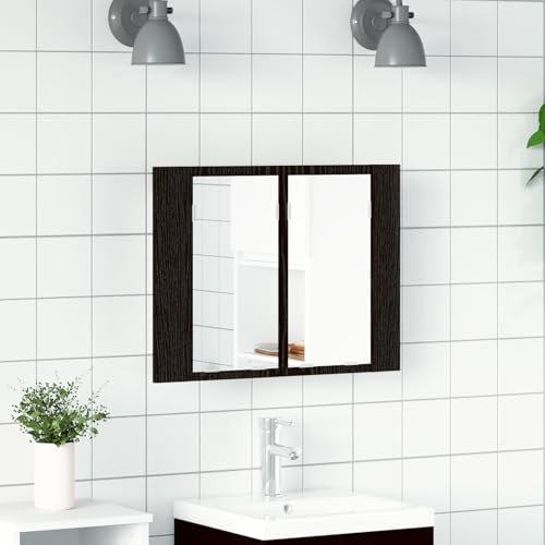 Qnhdfrt LED Spiegelschrank Schwarz Eiche 60x12x45 cm Holzwerkstoff mit Blauer Beleuchtung und 2 Türen - Moderner Badezimmerschrank schmal Qnhdfrt LED Spiegelschrank Schwarz Eiche 60x12x45 cm Holzwerkstoff mit Blauer Beleuchtung und 2 Türen - Moderner Badezimmerschrank schmal von Qnhdfrt