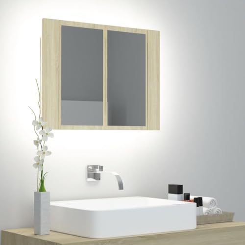 Qnhdfrt LED Spiegelschrank Sonoma-Eiche Acryl 60x12x45 cm Schmaler Badezimmerschrank mit RGB Beleuchtung und 2 Regalen für Badezimmer WC Badmöbel Qnhdfrt LED Spiegelschrank Sonoma-Eiche Acryl 60x12x45 cm Schmaler Badezimmerschrank mit RGB Beleuchtung und 2 Regalen für Badezimmer WC Badmöbel von Qnhdfrt