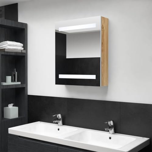 Qnhdfrt LED Spiegelschrank mit Beleuchtung Weiß Eichen-Optik 50x14x60 cm Schmaler Badezimmerschrank für Moderne Badezimmer mit 3 Regalen Qnhdfrt LED Spiegelschrank mit Beleuchtung Weiß Eichen-Optik 50x14x60 cm Schmaler Badezimmerschrank für Moderne Badezimmer mit 3 Regalen von Qnhdfrt