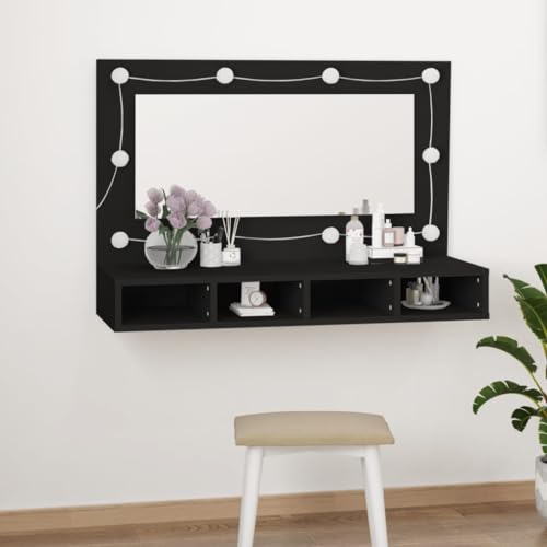 Qnhdfrt LED Spiegelschrank mit USB-Beleuchtung Schwarz 90x31,5x62 cm schmal Badezimmerschrank für Badmöbel und Ordnung Qnhdfrt LED Spiegelschrank mit USB-Beleuchtung Schwarz 90x31,5x62 cm schmal Badezimmerschrank für Badmöbel und Ordnung von Qnhdfrt