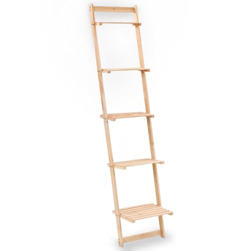 Qnhdfrt Leiterregal aus Zedernholz Schmal 41,5x30x176 cm für Bücher Pflanzen Deko im Wohnzimmer Balkon oder Bad - Langlebig und Platzsparend von Qnhdfrt