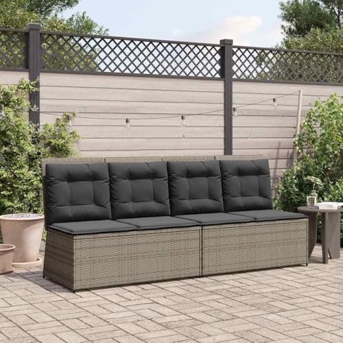 Qnhdfrt Liegebank 108 cm Gartenbank grau Poly Rattan verstellbare Rückenlehne Gartenmöbel Balkonmöbel Modernes Design robust & langlebig für Garten Terrasse Balkon von Qnhdfrt