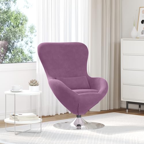 Qnhdfrt Lila Samt Loungesessel Drehbar Modern für Wohnzimmer Schlafzimmer Gemütlicher Sessel mit Kissen von Qnhdfrt