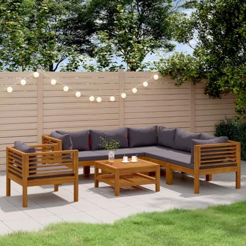Qnhdfrt Lounge Set Gartenmöbel aus Massivholz Akazie Outdoor Sitzgruppe mit Couchtisch und Polster Dunkelgrau für Garten Terrasse Balkon Qnhdfrt Lounge Set Gartenmöbel aus Massivholz Akazie Outdoor Sitzgruppe mit Couchtisch und Polster Dunkelgrau für Garten Terrasse Balkon von Qnhdfrt