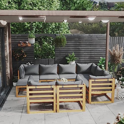 Qnhdfrt Lounge Set Gartenmöbel aus Massivholz Akazie mit Dunkelgrauen Kissen Outdoor Sitzgruppe Eck Sofa Couchtisch Wetterfest für Terrasse Garten Balkon Qnhdfrt Lounge Set Gartenmöbel aus Massivholz Akazie mit Dunkelgrauen Kissen Outdoor Sitzgruppe Eck Sofa Couchtisch Wetterfest für Terrasse Garten Balkon von Qnhdfrt