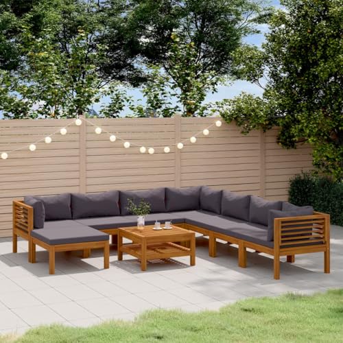 Qnhdfrt Lounge Set Gartenmöbel aus Massivholz Akazie mit Dunkelgrauen Polstern Eck Sofa Couchtisch Modular Sitzgruppe für Terrasse Garten und Balkon Qnhdfrt Lounge Set Gartenmöbel aus Massivholz Akazie mit Dunkelgrauen Polstern Eck Sofa Couchtisch Modular Sitzgruppe für Terrasse Garten und Balkon von Qnhdfrt