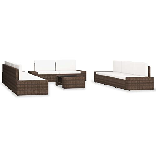 Qnhdfrt Lounge Set Poly Rattan Braun 58 5 x 65 5 x 52 cm Gartenmöbel Set mit Couchtisch Wetterfest und Modulares Design für Terrasse Garten Balkon von Qnhdfrt