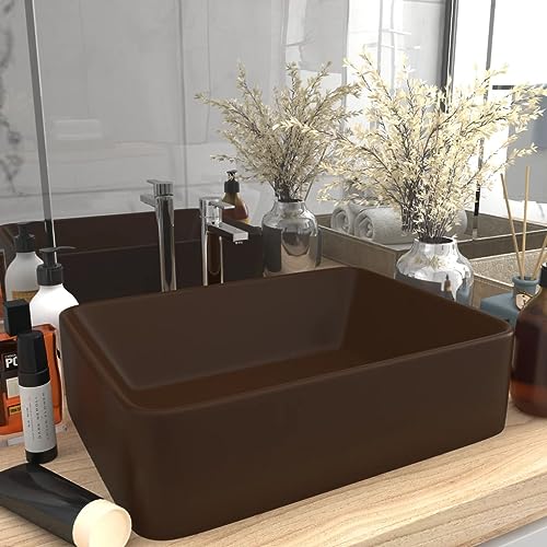 Qnhdfrt Luxus Waschbecken aus Keramik Matt Dunkelbraun 41x30x12 cm Aufsatzwaschbecken für Badezimmer Gäste WC Küche und Garage mit Modernem Design von Qnhdfrt