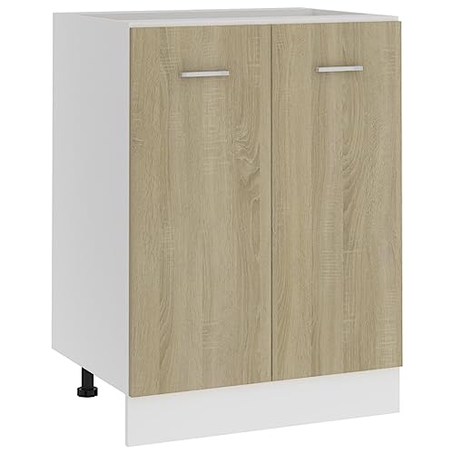 Qnhdfrt Lyon Küchenunterschrank Sonoma-Eiche Holzwerkstoff 60x46x81,5 cm mit 2 Regalböden und Türen für Aufbewahrung in der Küche, funktionaler Aufbewahrungsschrank für Geschirr und Kochutensilien von Qnhdfrt
