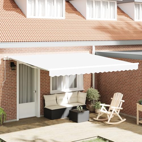 Qnhdfrt Manuelle Ausziehbare Markise Weiß 400x350 cm für Terrasse Balkon Garten - Stylischer Sonnenschutz mit Verstellbarem Winkel und Robuster Aluminiumkonstruktion Qnhdfrt Manuelle Ausziehbare Markise Weiß 400x350 cm für Terrasse Balkon Garten - Stylischer Sonnenschutz mit Verstellbarem Winkel und Robuster Aluminiumkonstruktion von Qnhdfrt