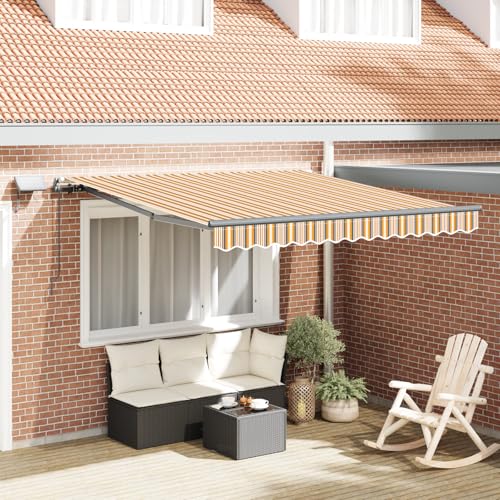 Qnhdfrt Manuelle Einziehbare Gelenkarmmarkise mit LED Mehrfarbigem Streifen 350x250 cm Gelb Grau Weiß Gestreift für Balkon Terrasse Garten Sonnenschutz Robustes Design Qnhdfrt Manuelle Einziehbare Gelenkarmmarkise mit LED Mehrfarbigem Streifen 350x250 cm Gelb Grau Weiß Gestreift für Balkon Terrasse Garten Sonnenschutz Robustes Design von Qnhdfrt