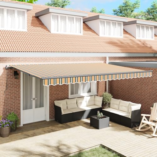 Qnhdfrt Manuelle Einziehbare Markise Grün Gelb Gestreift 500x350 cm Sonnenschutz für Garten Terrasse Außenbereich mit Matte Polyester Stoff Qnhdfrt Manuelle Einziehbare Markise Grün Gelb Gestreift 500x350 cm Sonnenschutz für Garten Terrasse Außenbereich mit Matte Polyester Stoff von Qnhdfrt