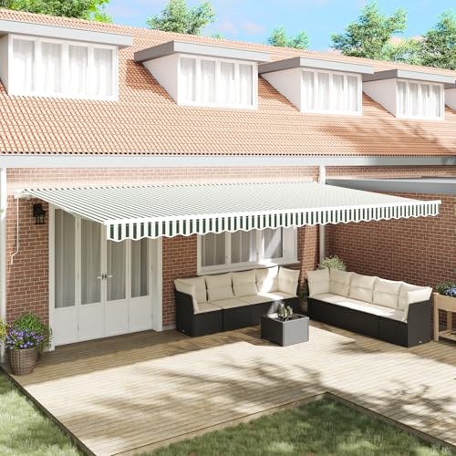 Qnhdfrt Manuelle Einziehbare Markise Grün Weiß Gestreift 600x300 cm Sonnenschutz für Balkon Terrasse Garten Qnhdfrt Manuelle Einziehbare Markise Grün Weiß Gestreift 600x300 cm Sonnenschutz für Balkon Terrasse Garten von Qnhdfrt
