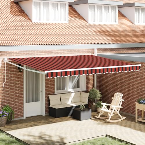 Qnhdfrt Manuelle Einziehbare Markise Sonnenschutz für Balkon Terrasse Garten 450x300 cm Orange Braun Gestreift Robust UV-beständig Aluminiumrahmen Einfach Montierbar Qnhdfrt Manuelle Einziehbare Markise Sonnenschutz für Balkon Terrasse Garten 450x300 cm Orange Braun Gestreift Robust UV-beständig Aluminiumrahmen Einfach Montierbar von Qnhdfrt