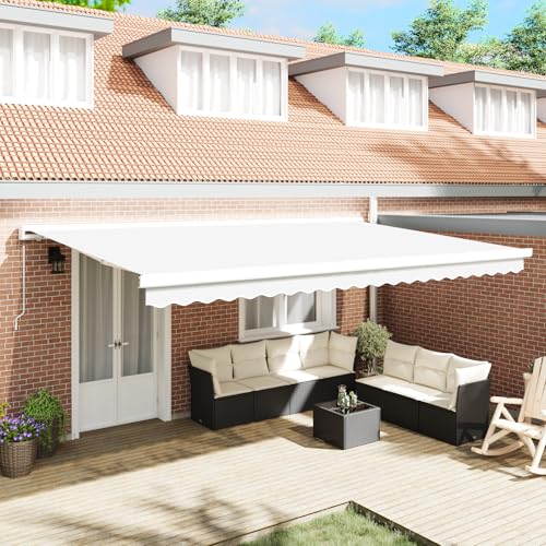 Qnhdfrt Manuelle Einziehbare Markise Weiß 500x300 cm Rechteckig Polyester Matt für Sonnenschutz Terrasse Balkon Garten Outdoor Beschattung mit Glatter Textur Qnhdfrt Manuelle Einziehbare Markise Weiß 500x300 cm Rechteckig Polyester Matt für Sonnenschutz Terrasse Balkon Garten Outdoor Beschattung mit Glatter Textur von Qnhdfrt