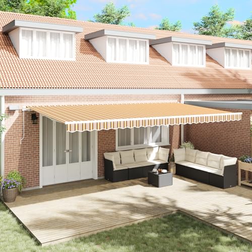 Qnhdfrt Manuelle Einziehbare Markise mit LED Mehrfarbigen Streifen Gelb Grau Weiß 600x300 cm Sonnenschutz für Terrasse Garten Robust UV-beständig Acrylstoff Matt Qnhdfrt Manuelle Einziehbare Markise mit LED Mehrfarbigen Streifen Gelb Grau Weiß 600x300 cm Sonnenschutz für Terrasse Garten Robust UV-beständig Acrylstoff Matt von Qnhdfrt