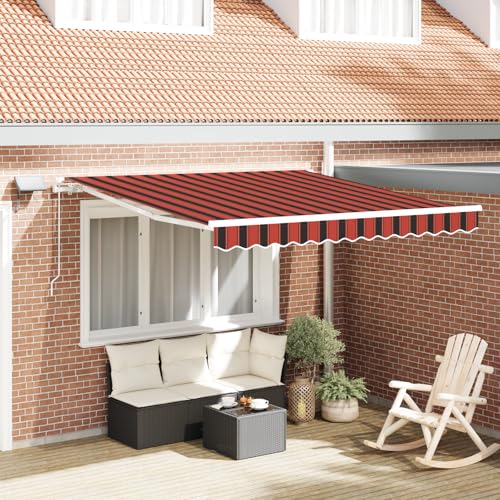 Qnhdfrt Manuelle Einziehbare Markise mit LED in Orange und Braun Gestreift 300x250 cm Ausziehbarer Sonnenschutz für Balkon Terrasse Garten aus Polyestergewebe Matt Outdoor Qnhdfrt Manuelle Einziehbare Markise mit LED in Orange und Braun Gestreift 300x250 cm Ausziehbarer Sonnenschutz für Balkon Terrasse Garten aus Polyestergewebe Matt Outdoor von Qnhdfrt