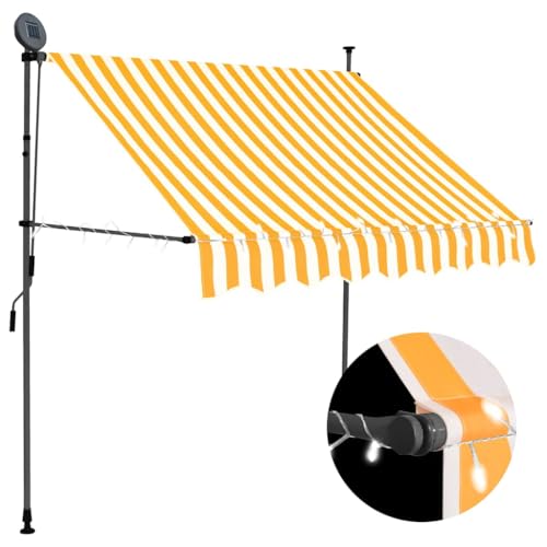 Qnhdfrt Manuelle Einziehbare Markise mit Solar LED 100 cm Weiß Orange Robuster Sonnenschutz für Balkon Terrasse Garten Fenster Außenbereich Qnhdfrt Manuelle Einziehbare Markise mit Solar LED 100 cm Weiß Orange Robuster Sonnenschutz für Balkon Terrasse Garten Fenster Außenbereich von Qnhdfrt