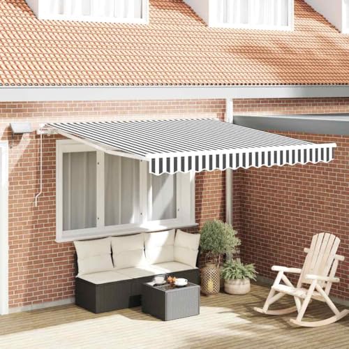 Qnhdfrt Manuelle Gelenkarmmarkise mit LED-Beleuchtung 300x250 cm Anthrazit Weiß UV-beständig Wasserdicht für Balkon Terrasse Garten von Qnhdfrt