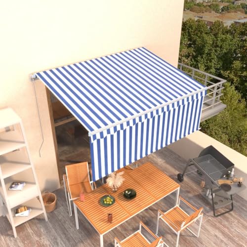 Qnhdfrt Manuelle Klemmmarkise 3x2,5m Blau Weiß mit Rollo Sonnenschutz und Sichtschutz für Balkon Terrasse Qnhdfrt Manuelle Klemmmarkise 3x2,5m Blau Weiß mit Rollo Sonnenschutz und Sichtschutz für Balkon Terrasse von Qnhdfrt