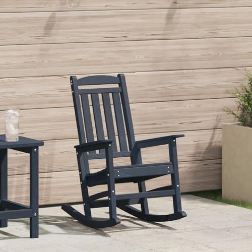 Qnhdfrt Marineblauer Garten Schaukelstuhl aus HDPE für Garten Balkon Terrasse, 92x70x107.5 cm, Bequemer Outdoor Sessel mit Sanfter Schwingung und Robustem Design von Qnhdfrt